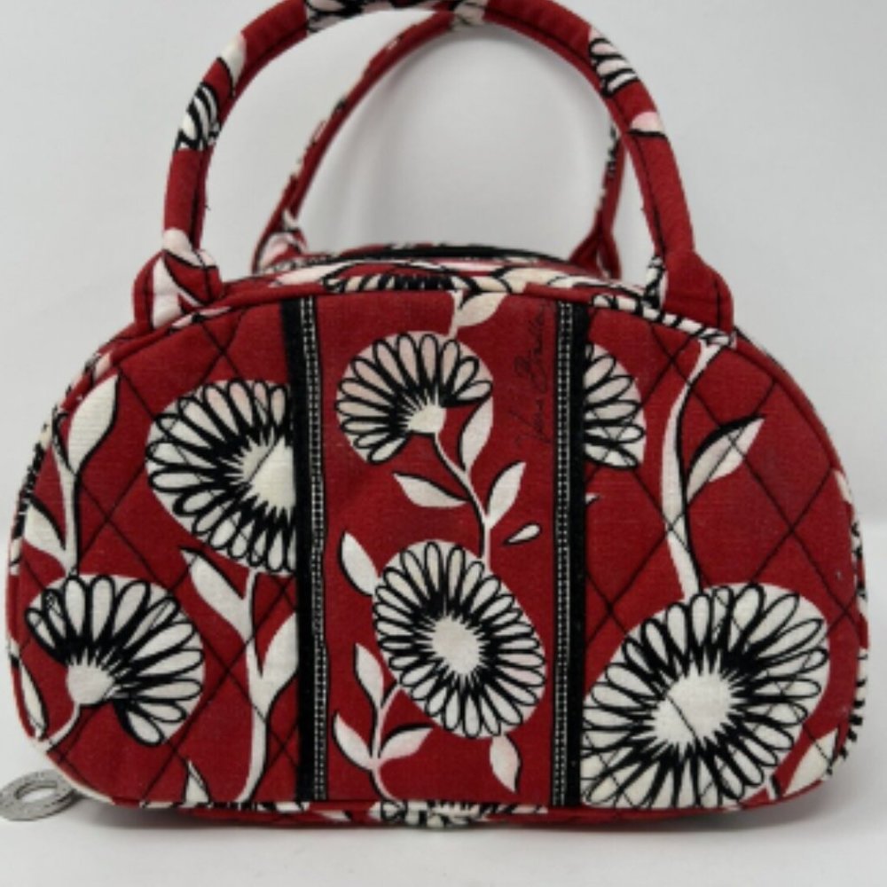 VERA BRADLEY Katie Cosmetic Bag - Daisies- Black & Red - Excellent Condition